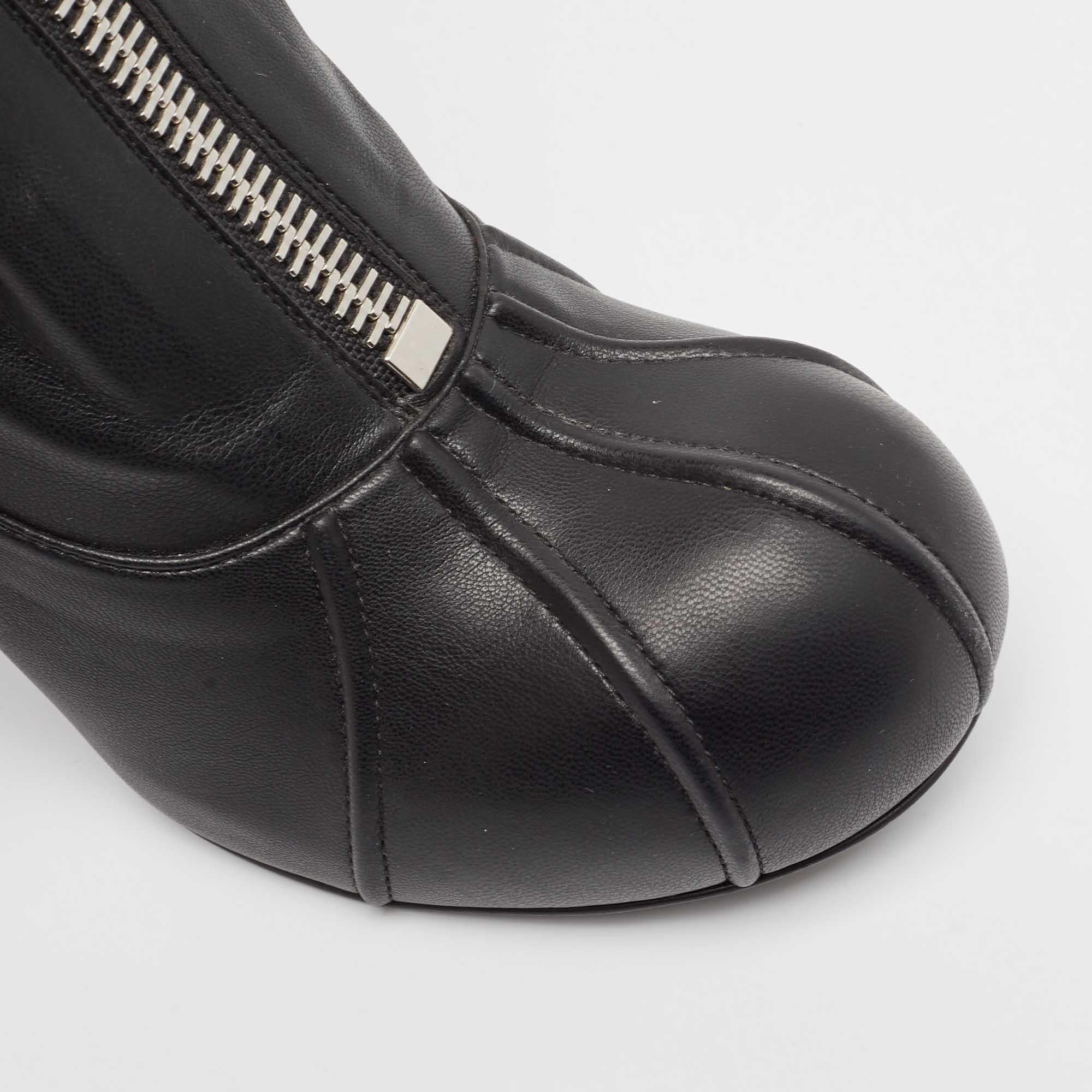 Stella McCartney Black Faux Leather Groove Ankle Length Boots Size 41 3