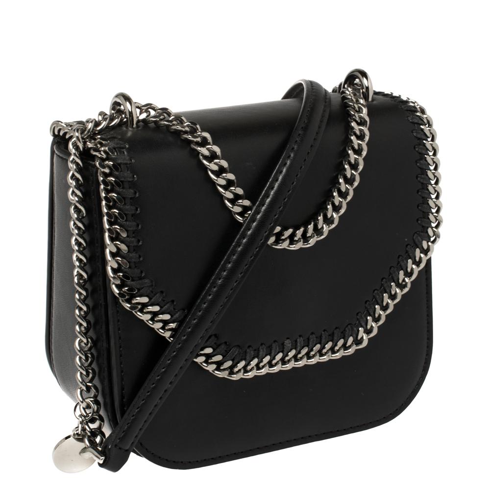 black leather stella satchel bag
