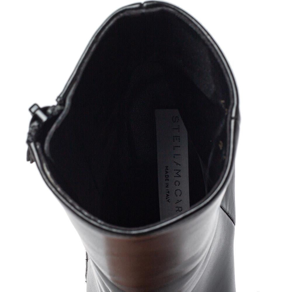 Stella McCartney Black Faux Leather Platform Ankle Boots Size 36 In Excellent Condition In Dubai, Al Qouz 2