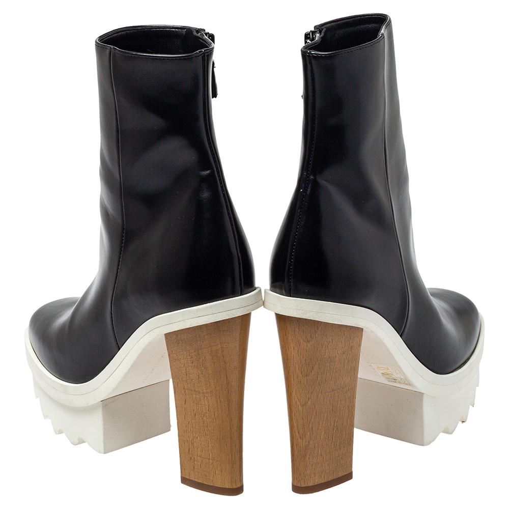 Women's or Men's Stella McCartney Black Faux Leather Platform Ankle Boots Size 36