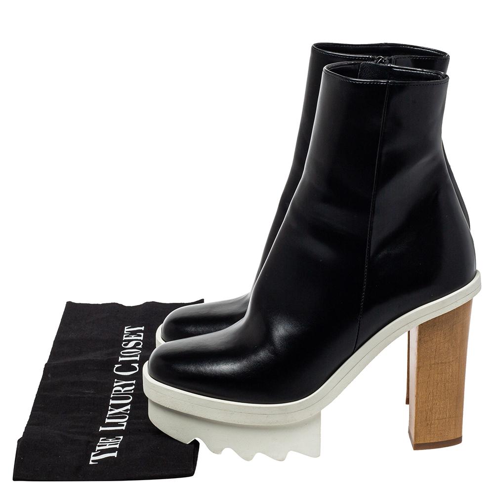 Stella McCartney Black Faux Leather Platform Ankle Boots Size 36 2