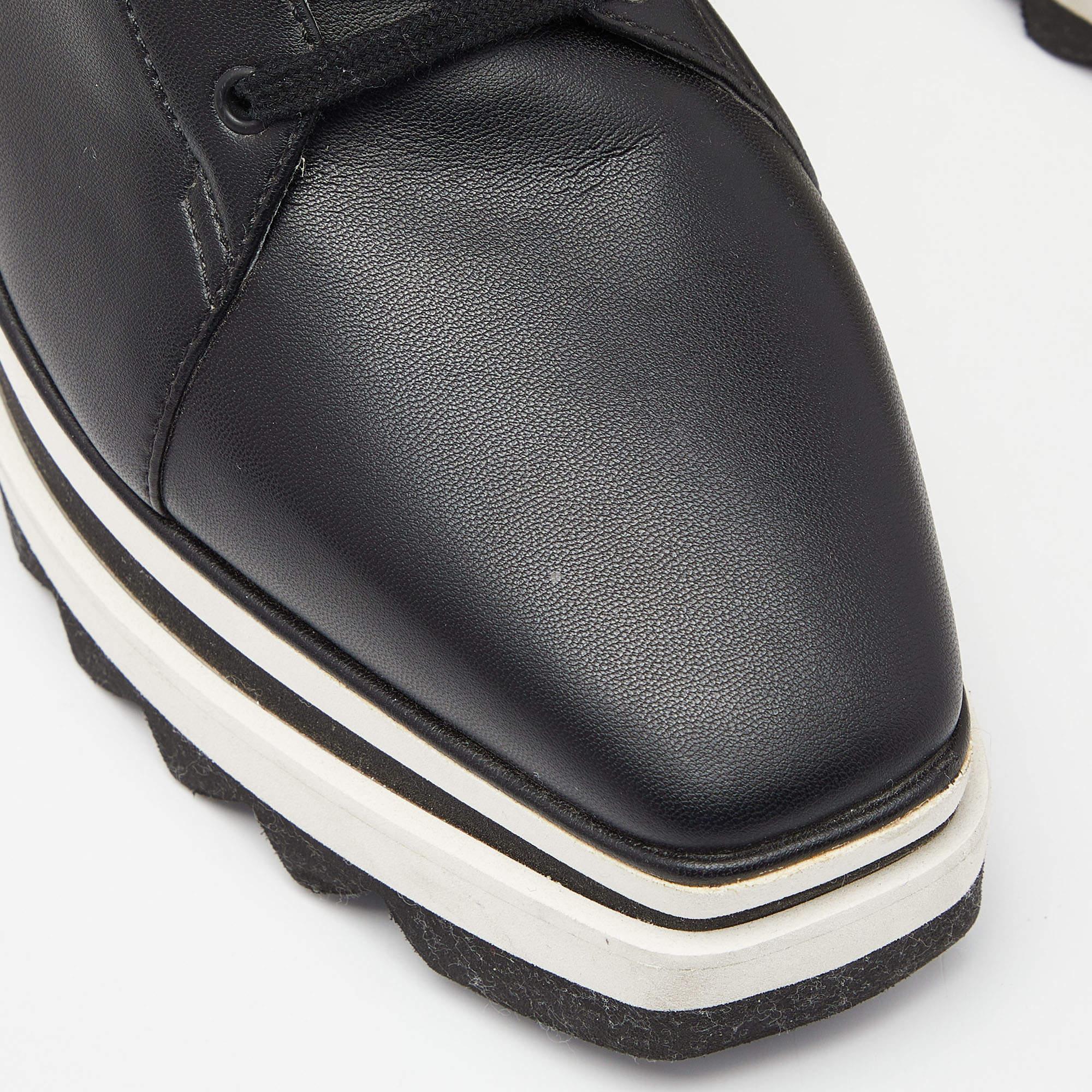 Stella McCartney Black Faux Leather Platform Sneakers Size 38 1