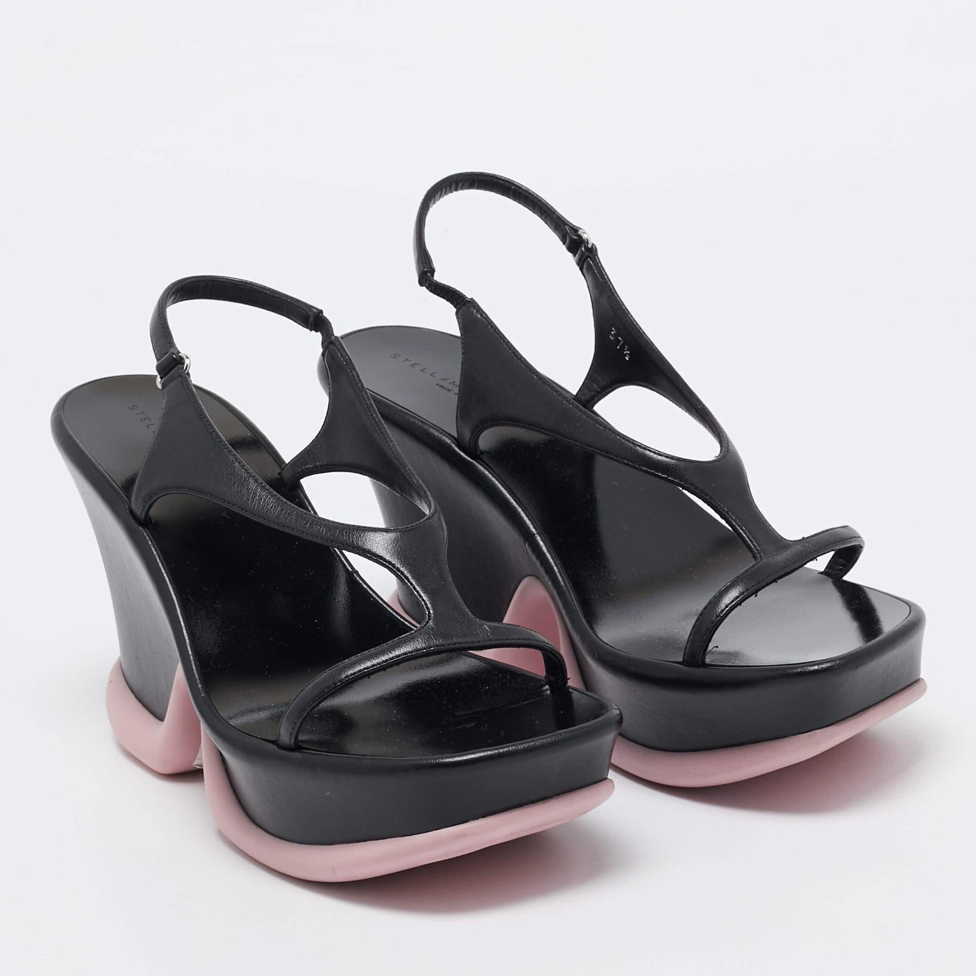 Stella McCartney Noir Faux cuir Shroom Slingback Sandals 37.5 Pour femmes en vente