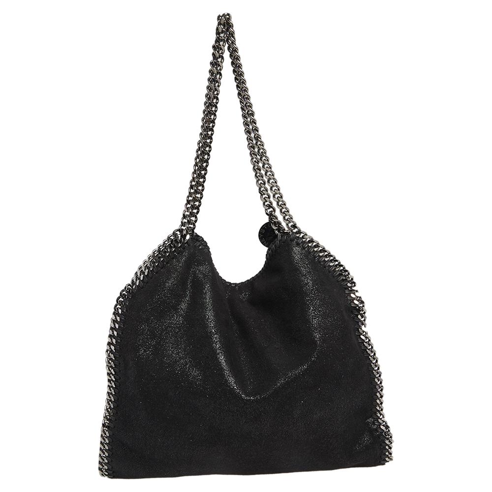 Stella McCartney Black Faux Leather Small Falabella Tote For Sale at 1stDibs