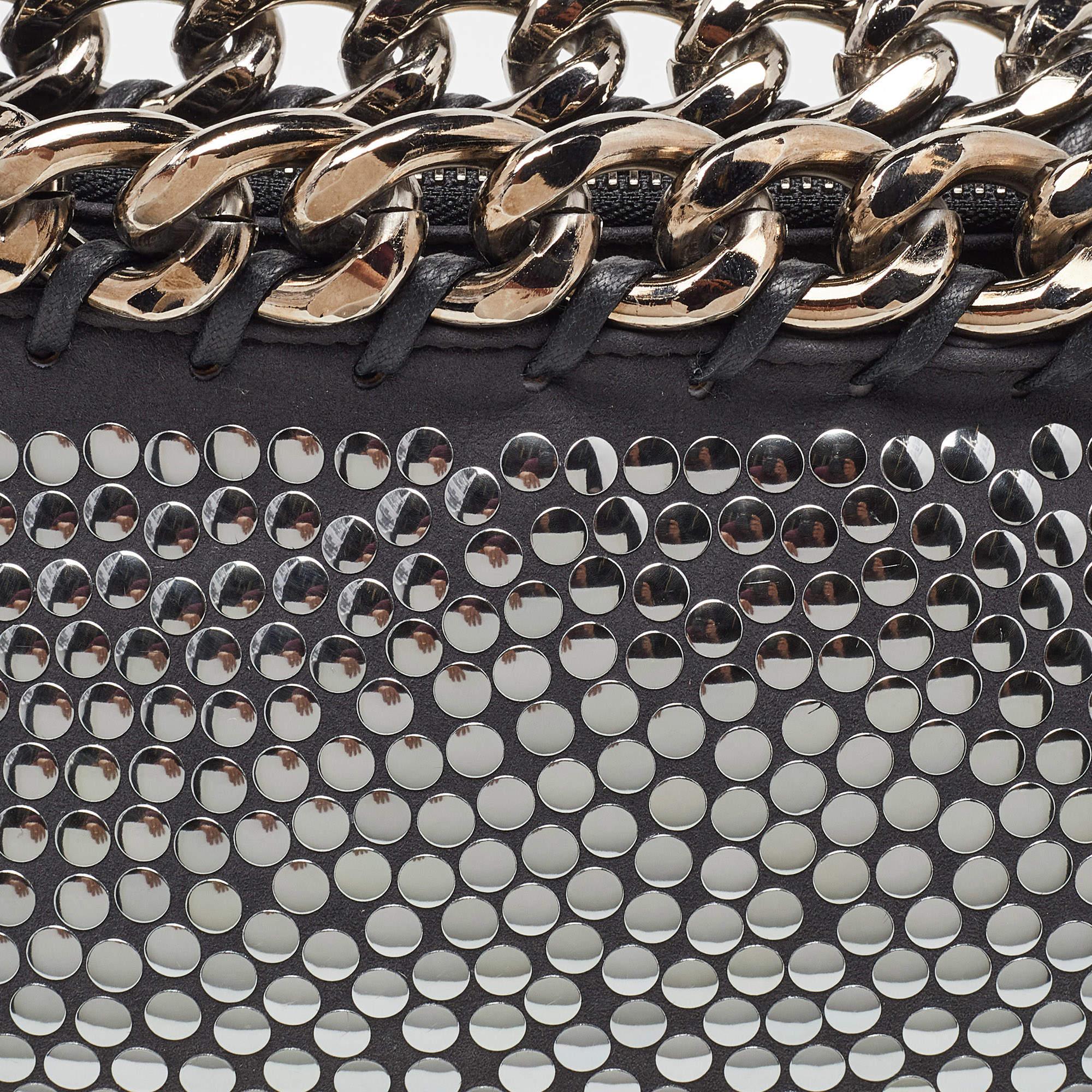 Stella McCartney Black Faux Leather Studded Embellished Foldover Clutch 3