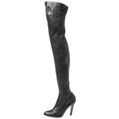 Stella McCartney Black Faux Leather Thigh High Boots Size 38