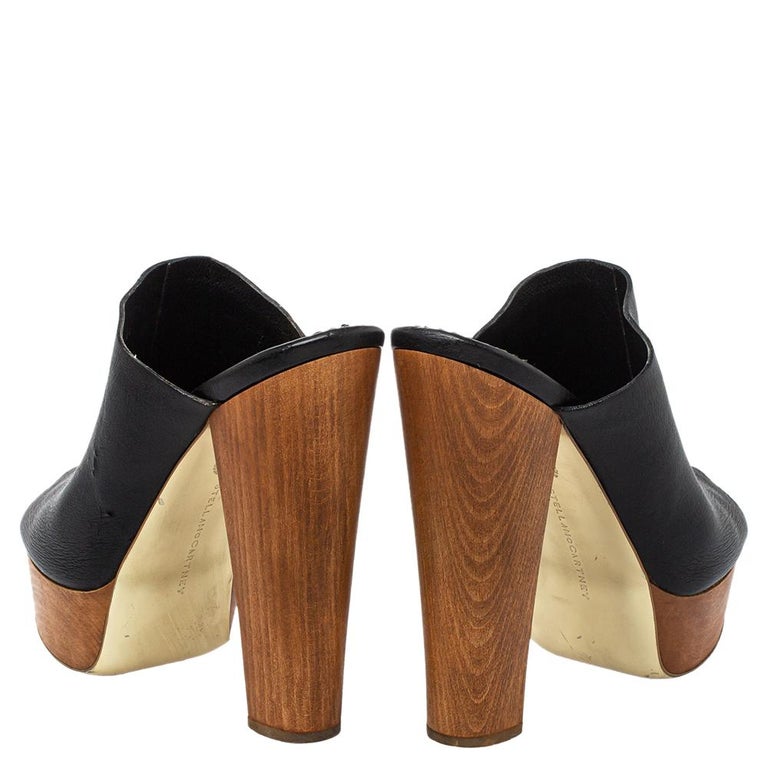 Stella McCartney Black Leather Stiletto Heel Sandals
