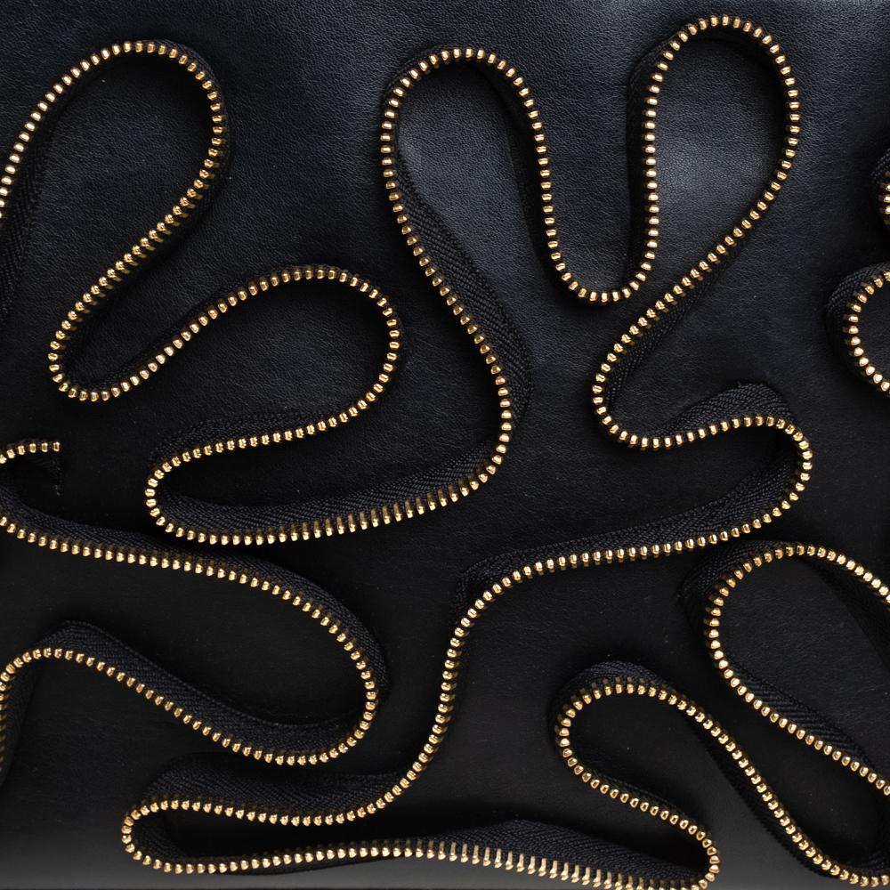 Stella McCartney Black Faux Leather Zipper Embellished Cavendish Clutch 2