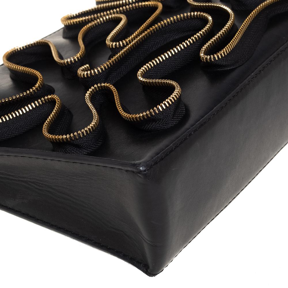 Stella McCartney Black Faux Leather Zipper Embellished Cavendish Clutch 4