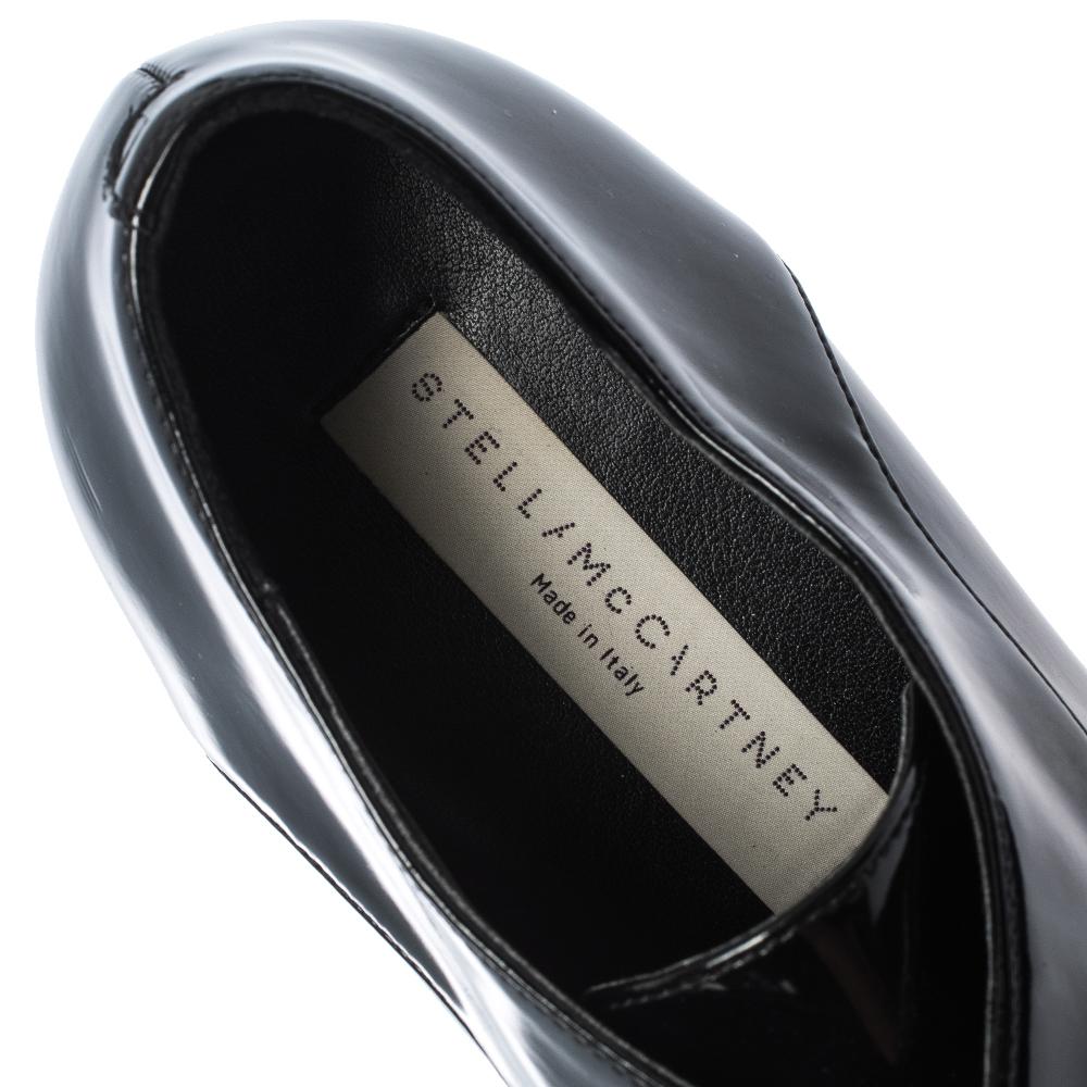 Beige Stella McCartney Black Faux Patent Leather Elyse Platform Derby Size 37.5