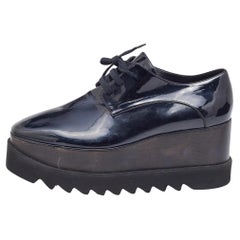 Stella McCartney Black Faux Patent Leather Elyse Platform Derby Size 40