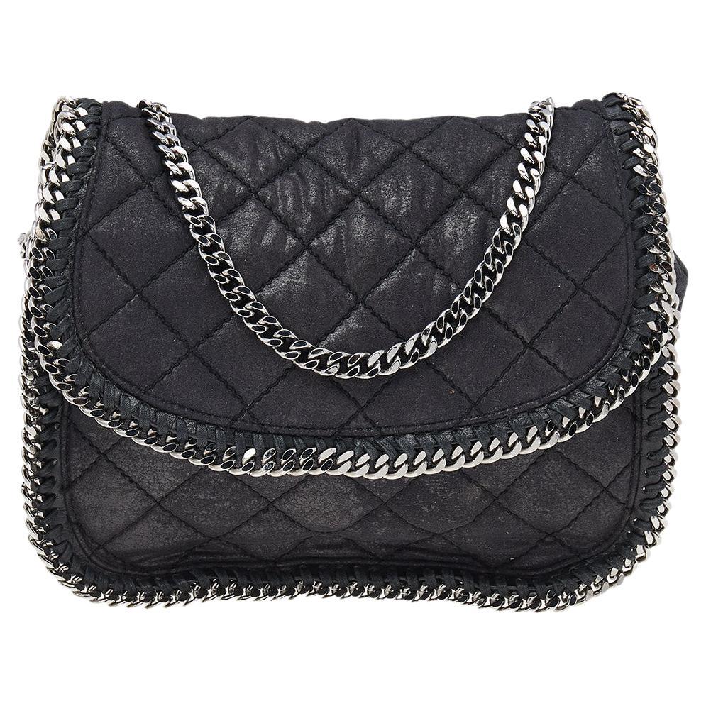 Stella McCartney Black Faux Quilted Leather Falabella Shoulder Bag