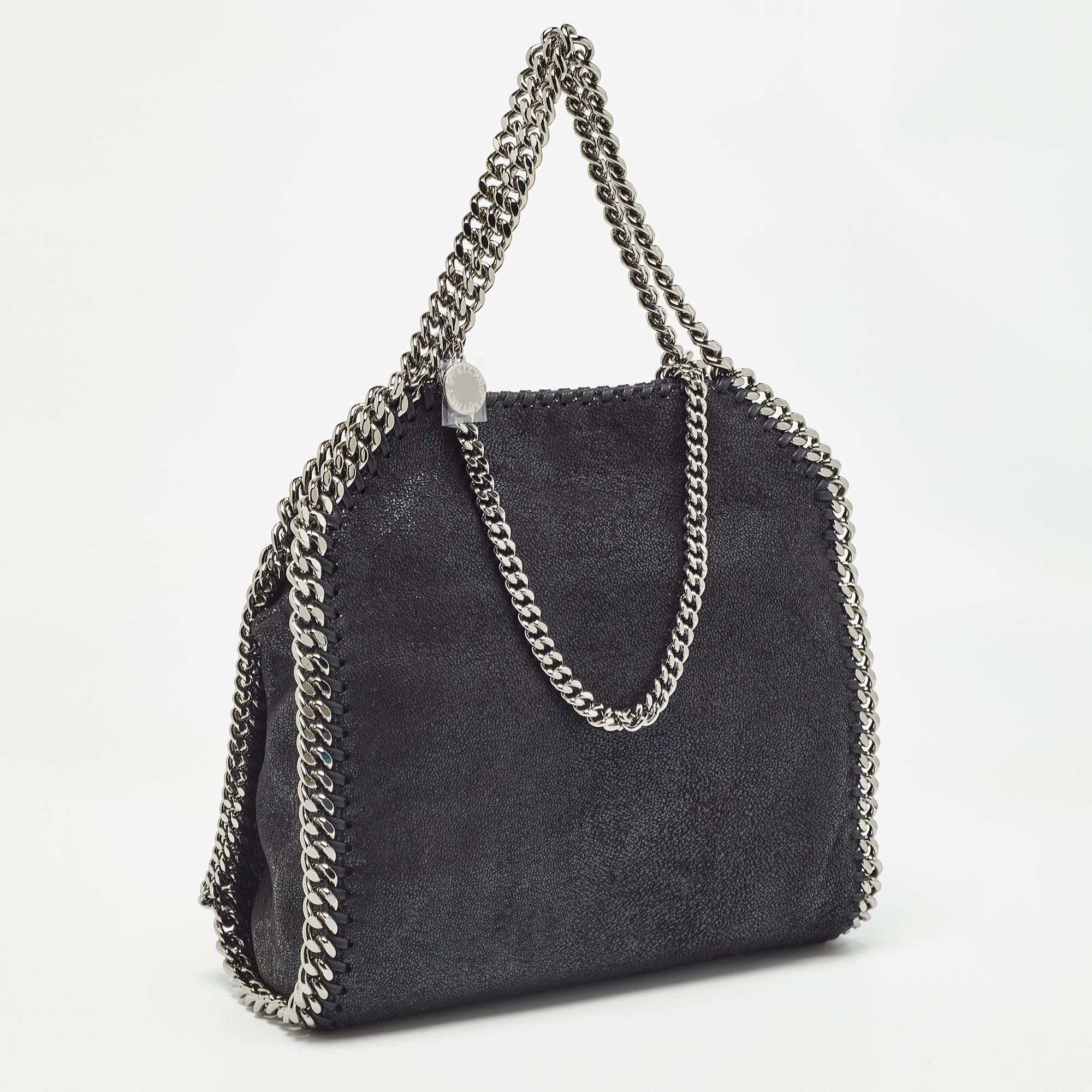 Stella McCartney Black Faux Suede Mini Falabella Tote In New Condition In Dubai, Al Qouz 2
