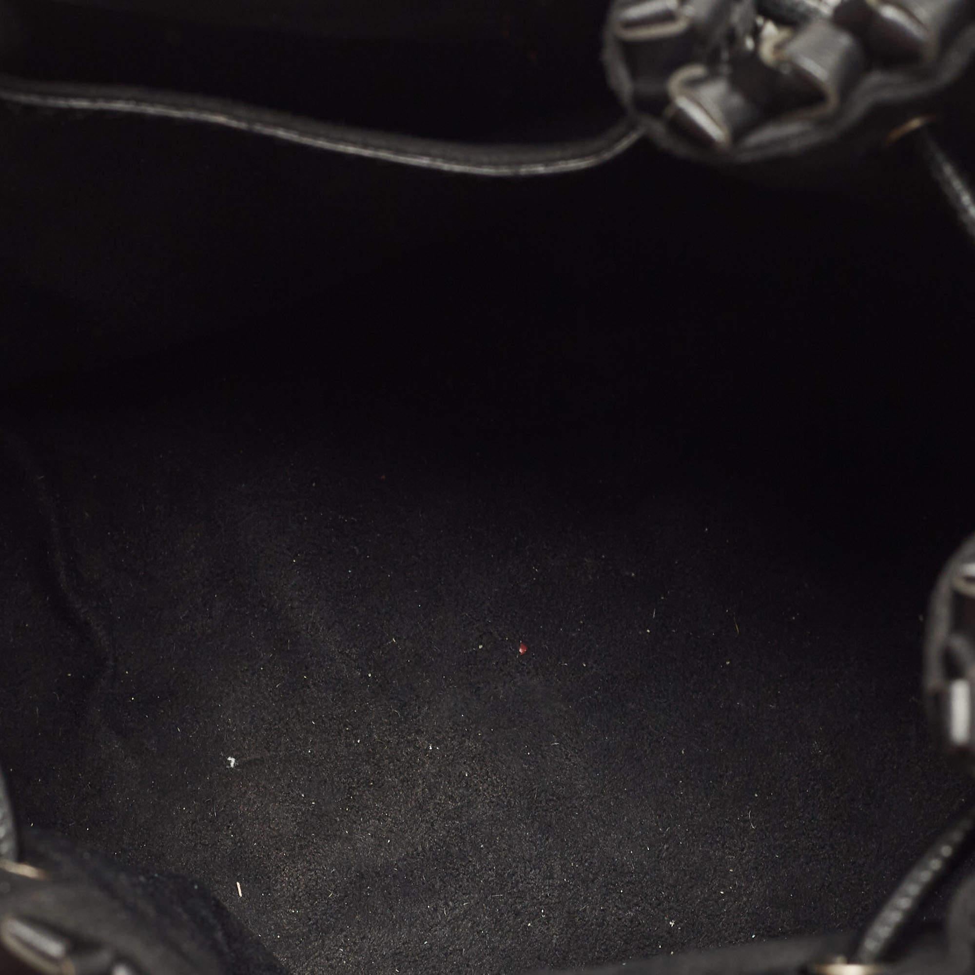 Stella McCartney Black Faux Woven Leather Bucket Bag 2