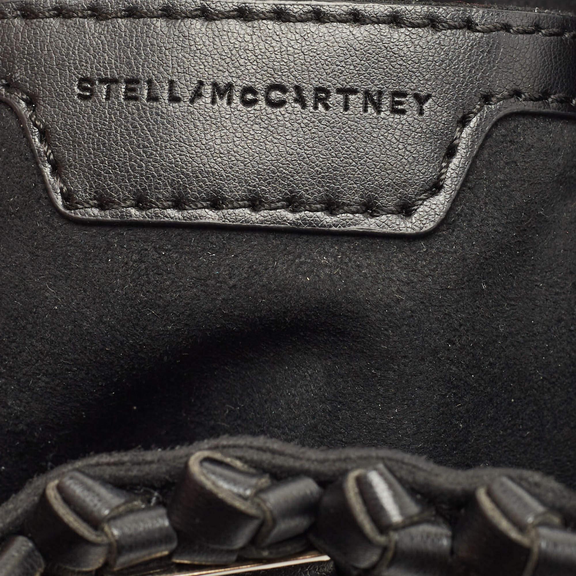 Stella McCartney Black Faux Woven Leather Bucket Bag 3