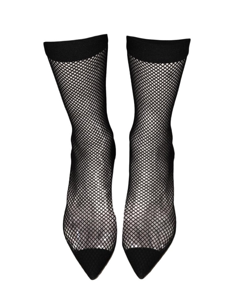 Stella McCartney Black 70 Faux Suede and PU Sock Boot Sz 38 For