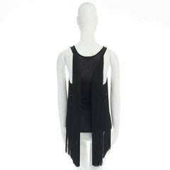 STELLA MCCARTNEY black fringe back cotton silk blend sleeveless top IT38 XS