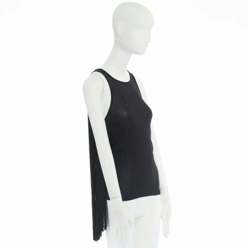 STELLA MCCARTNEY black fringe back cotton silk blend sleeveless top IT38 XS In Excellent Condition For Sale In Hong Kong, NT