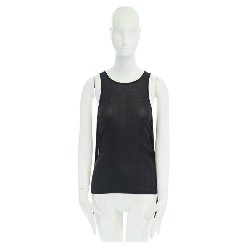Pre-owned Stella Mccartney Black Fringe Back Cotton Silk Blend Sleeveless Top It38 Xs