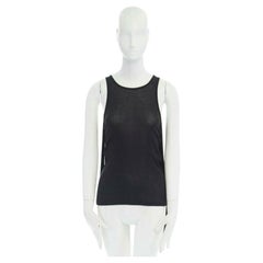 STELLA MCCARTNEY black fringe back cotton silk blend sleeveless top IT38 XS
