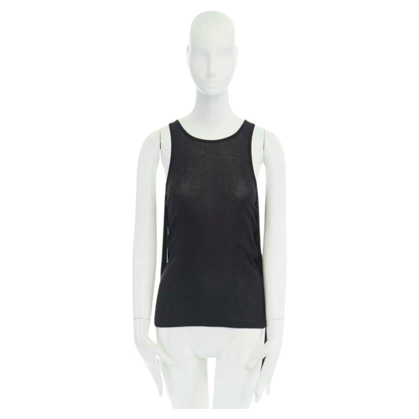 STELLA MCCARTNEY black fringe back cotton silk blend sleeveless top IT38 XS For Sale