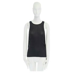 Stella McCartney nero con frange sul retro, top senza maniche in cotone e misto seta IT38 XS