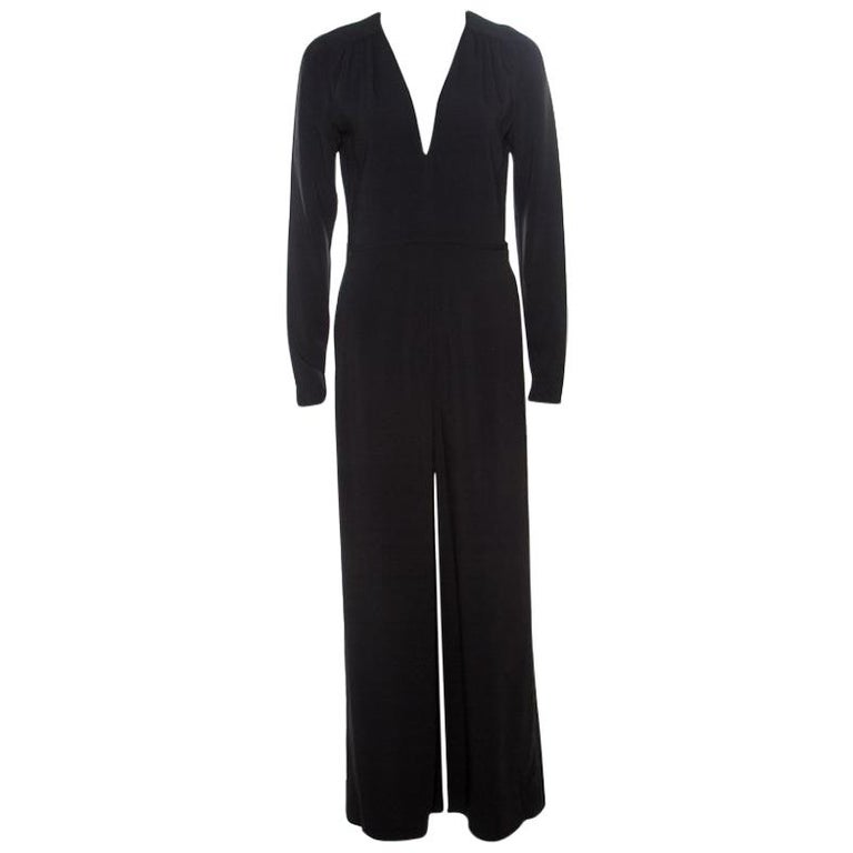Stella McCartney Black Gathered Shoulder Detail Long Sleeve Jumpsuit S ...