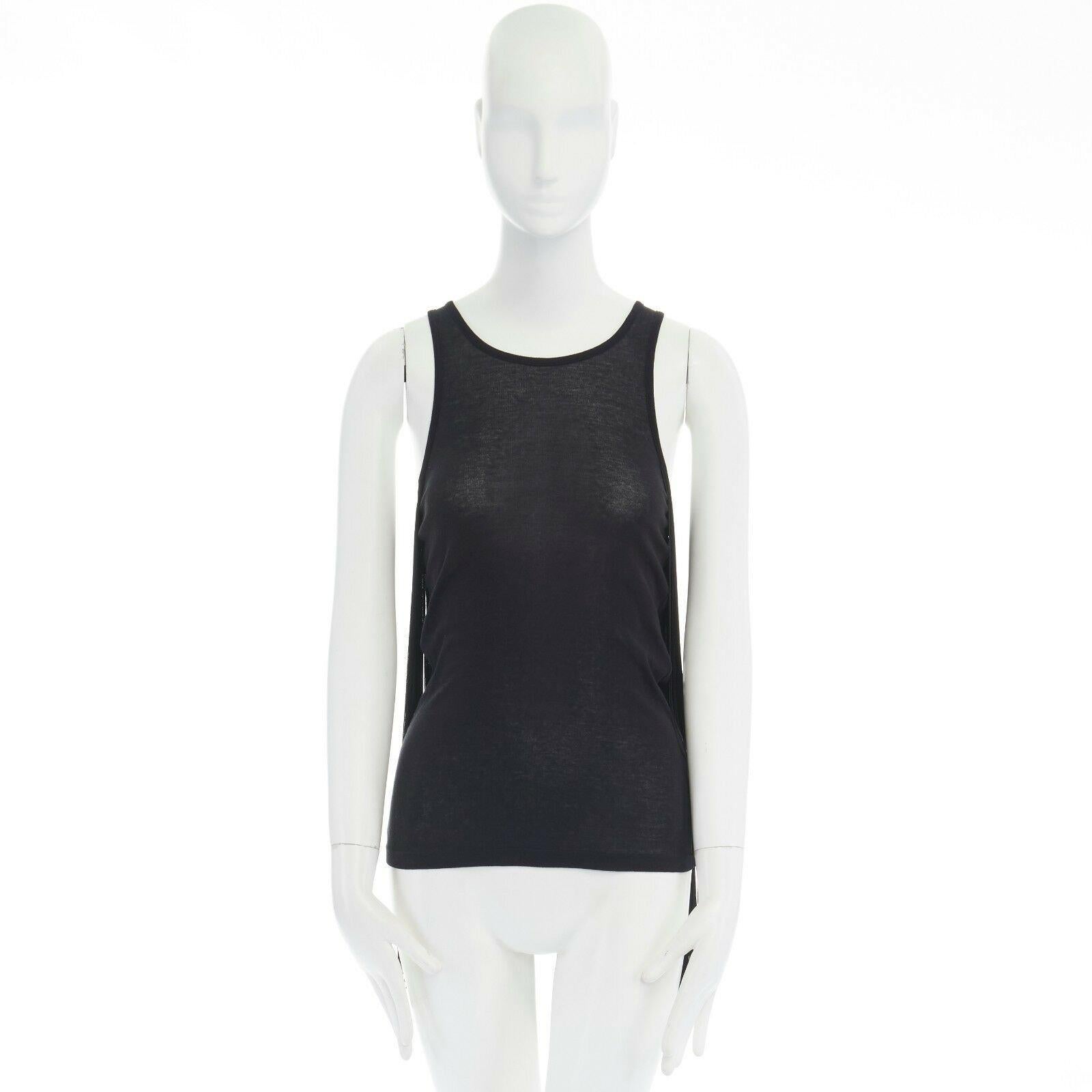 Black STELLA MCCARTNEY black ITinge back cotton silk blend sleeveless top IT38 XS