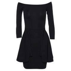 Stella McCartney Black Knit Pleat Detail Knee Length Dress XS