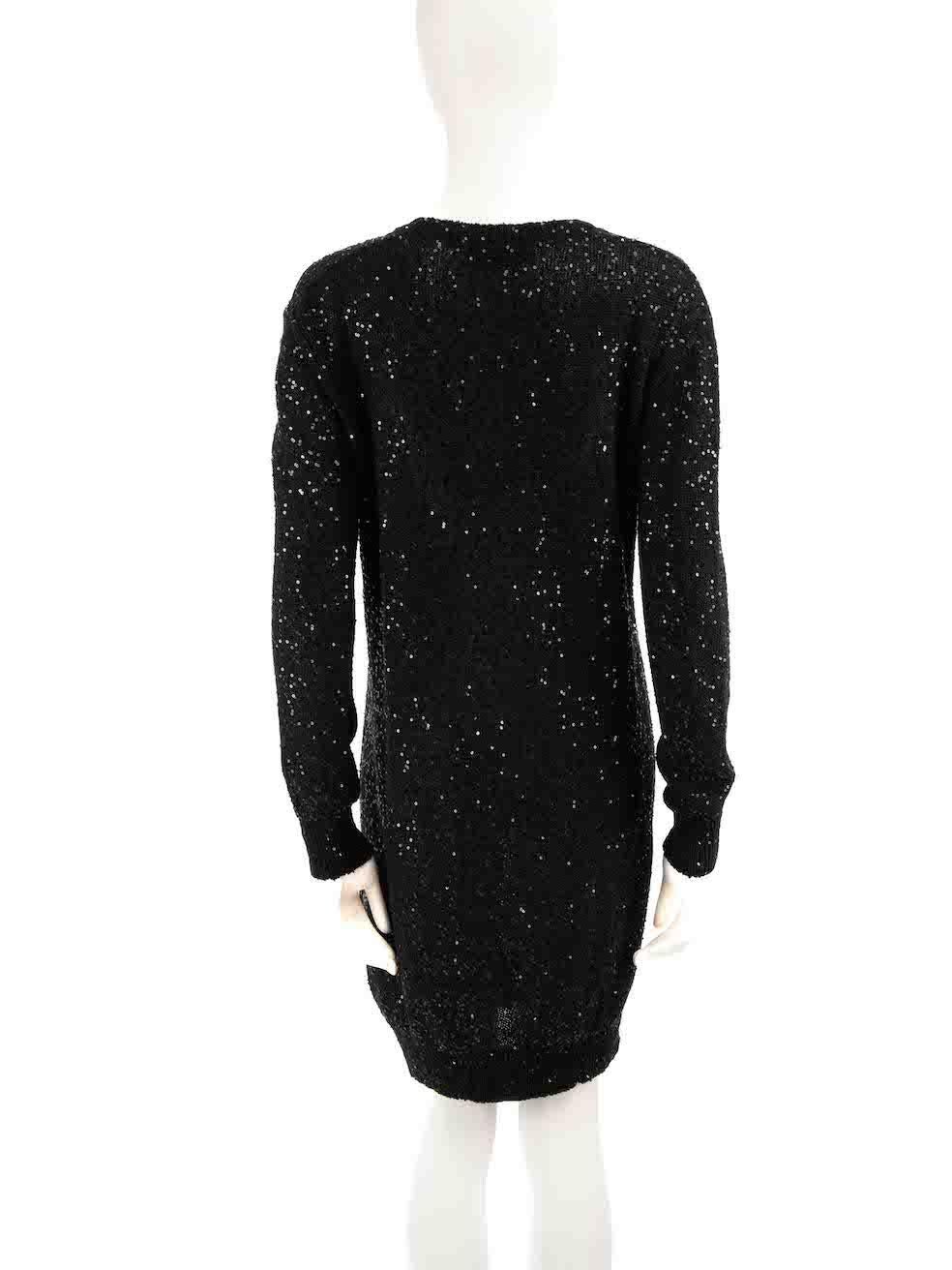 Stella McCartney Black Knit Sequinned Mini Dress Size M In Good Condition For Sale In London, GB