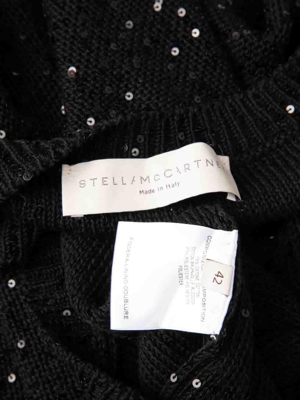 Stella McCartney Schwarzes Strick-Minikleid mit Paillettenbesatz Größe M Damen im Angebot