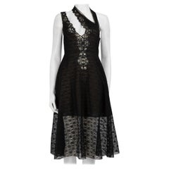 Stella McCartney Schwarzes One-Shoulder-Midikleid aus Spitze Größe XS