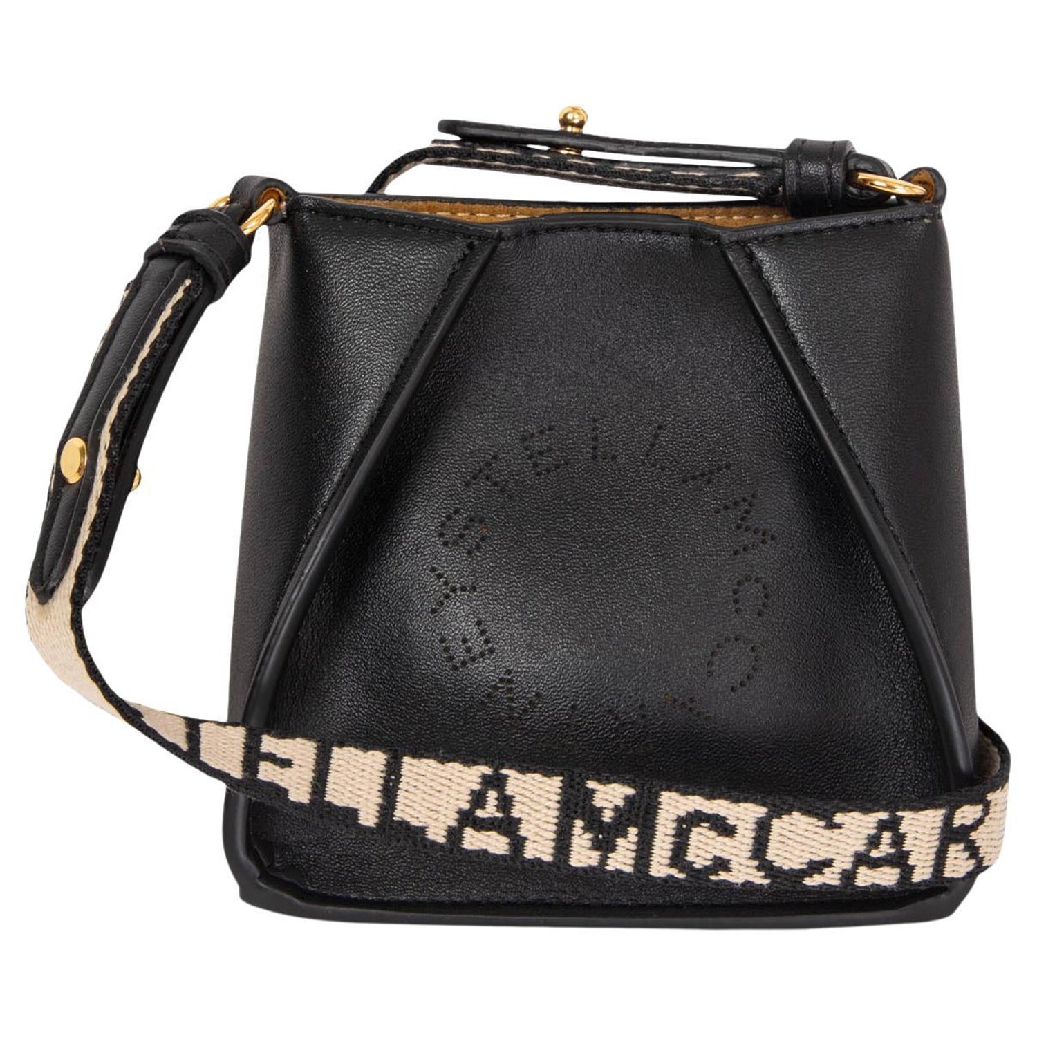 STELLA MCCARTNEY black leather LOGO MICRO Crossbody Bag For Sale at 1stDibs