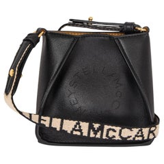 STELLA MCCARTNEY black leather LOGO MICRO Crossbody Bag