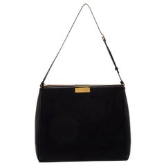 Stella McCartney Black Leather Round Zip Shoulder Bag