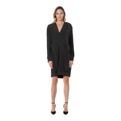 Stella McCartney Schwarzes langärmeliges Kleid mit V-Ausschnitt Größe M