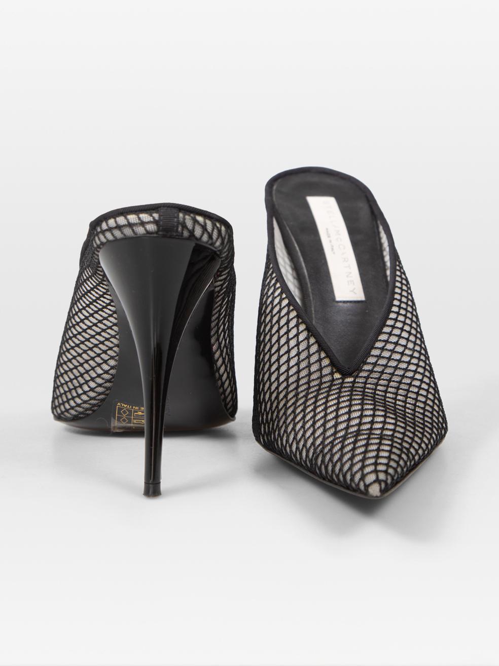Stella McCartney Black Mesh High Heel Mules Size IT 38 In Good Condition For Sale In London, GB
