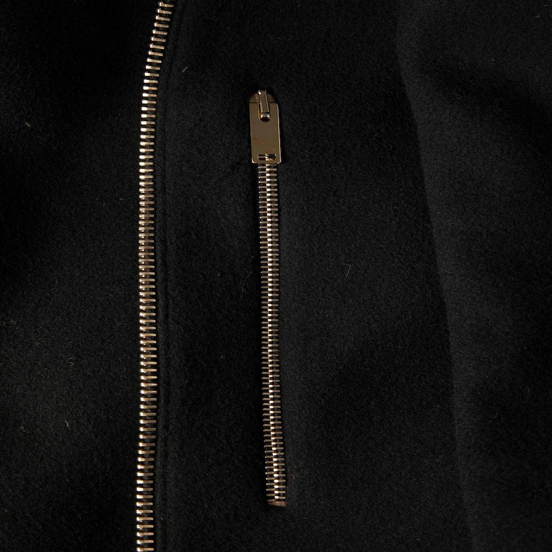 Nero Stella McCartney, cappotto di lana nero con zip di media lunghezza, taglia XS in vendita