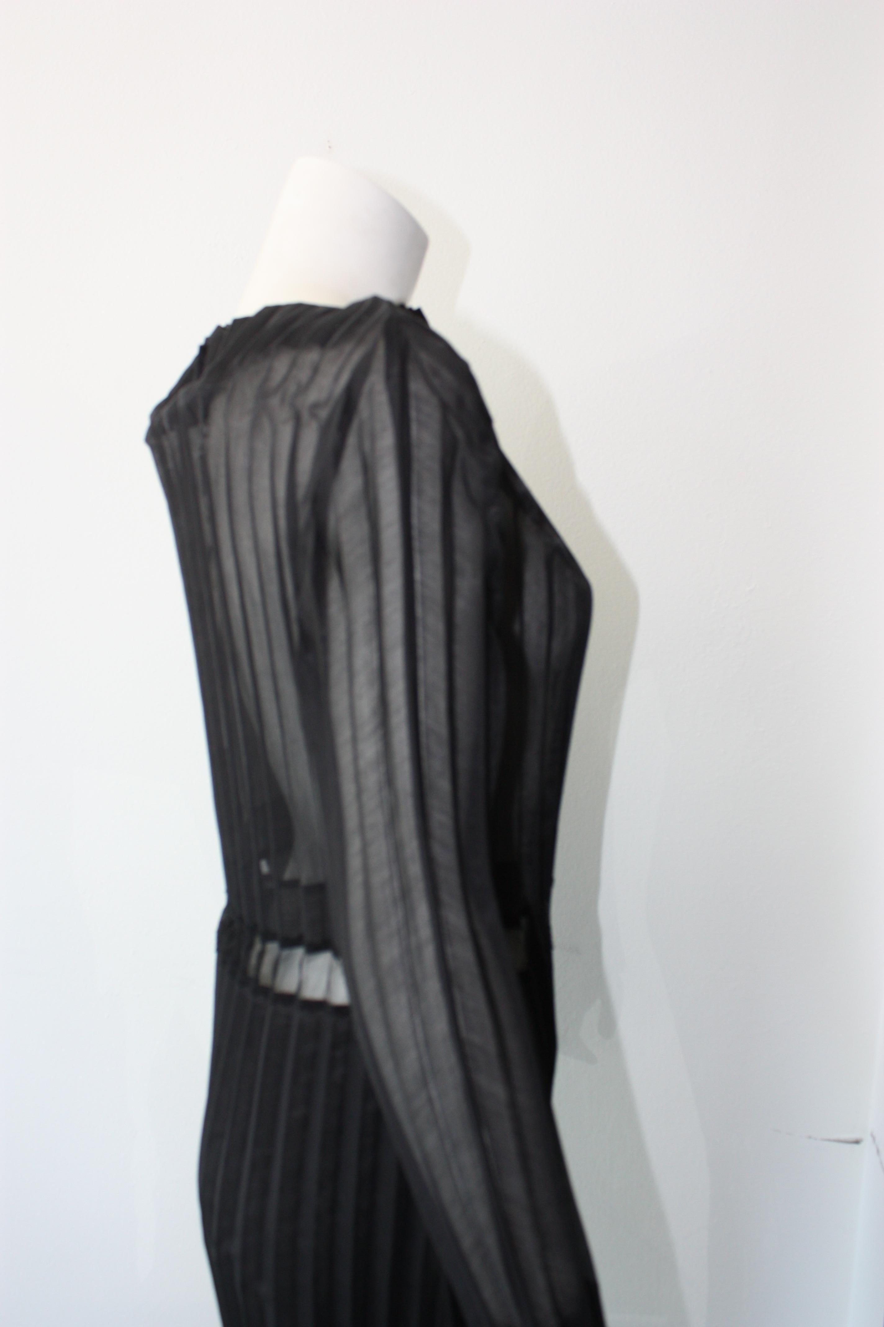 Stella McCartney Black Midi Sheer and Pleated Lace Dress Size 42 For Sale 5