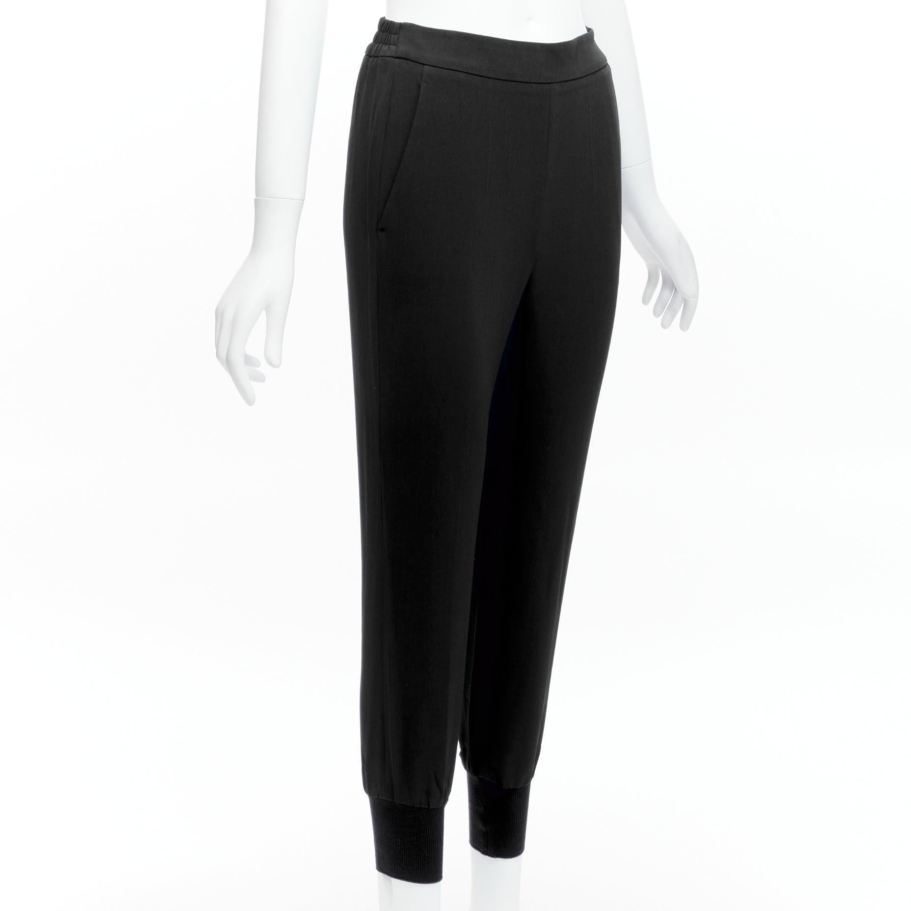 Black STELLA MCCARTNEY black minimalist elastic waistband cropped jogger harem pants For Sale
