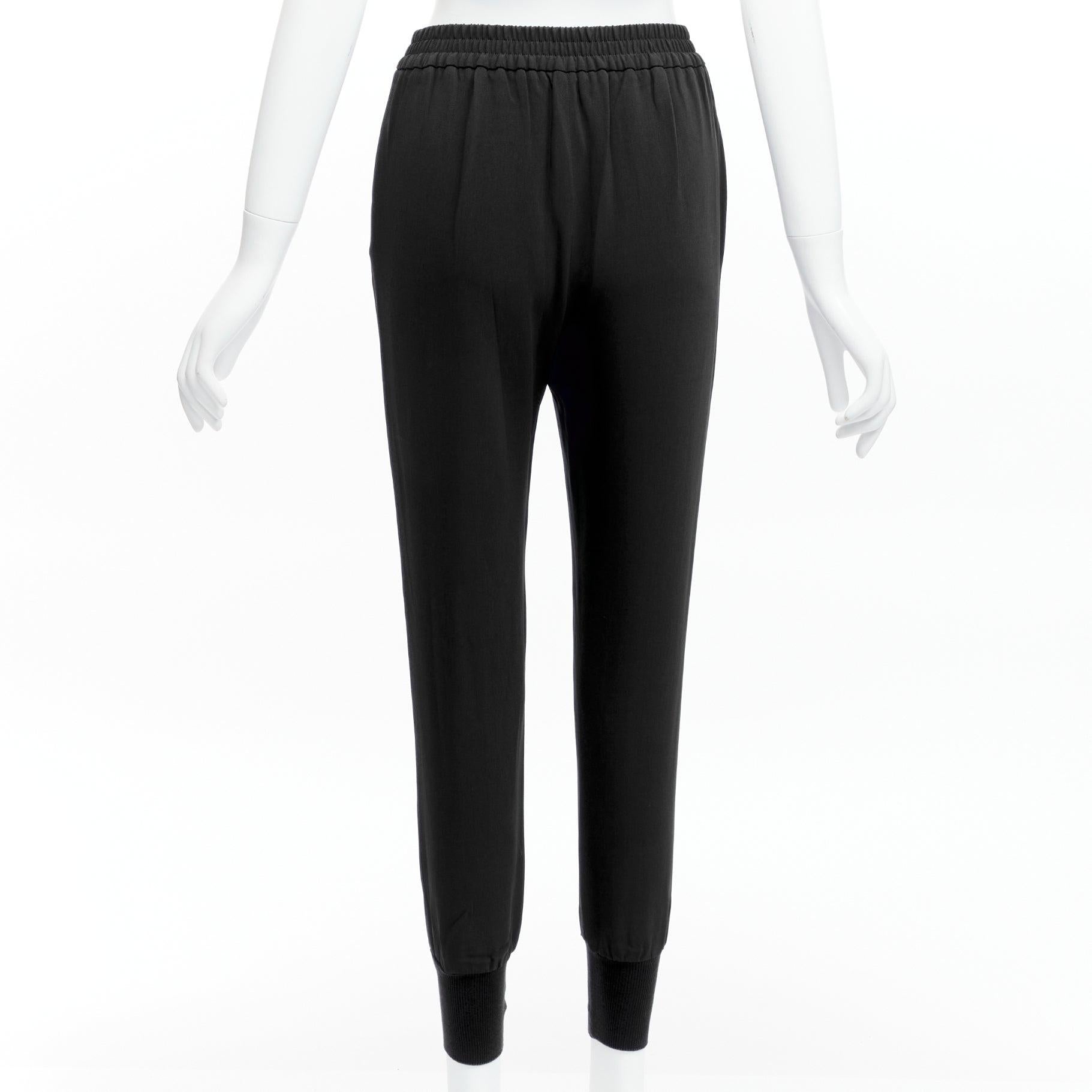 Women's STELLA MCCARTNEY black minimalist elastic waistband cropped jogger harem pants For Sale
