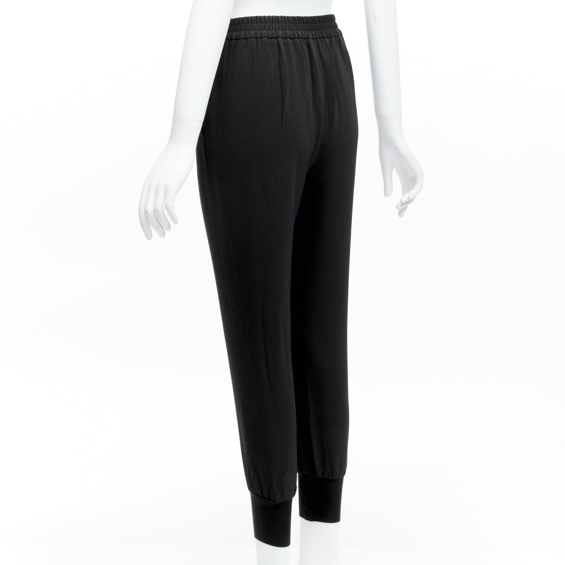 STELLA MCCARTNEY black minimalist elastic waistband cropped jogger harem pants For Sale 1