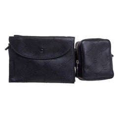 Stella McCartney Black Monogram Faux Leather Utility Belt Bag