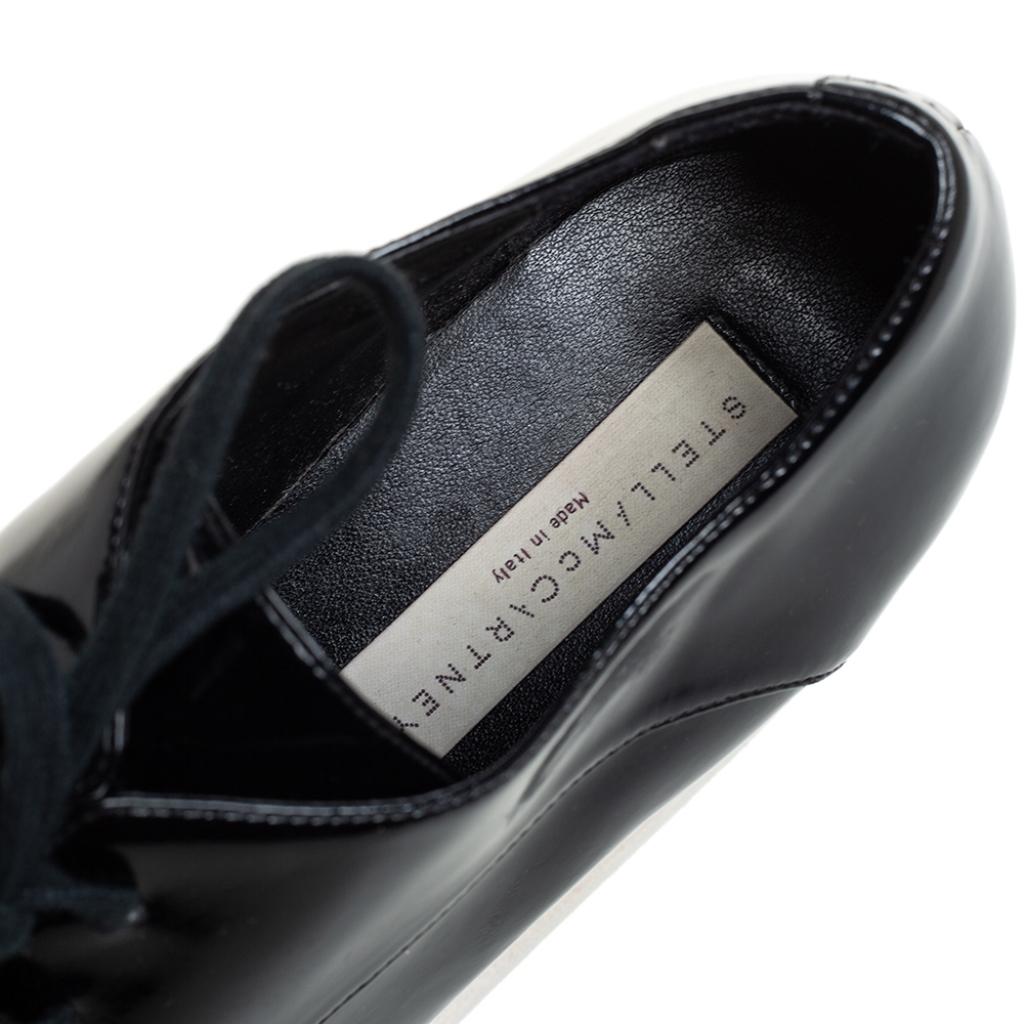 Stella McCartney Black Patent Leather Elyse Platform Lace Up Derby Size 38.5 2