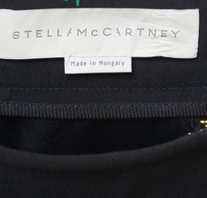 Stella McCartney Falda negra de crepé estampado con volantes S Negro en venta
