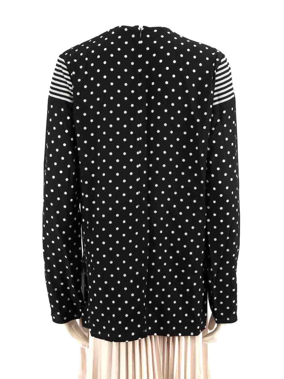Stella McCartney Black Polkadot & Striped Blouse Size L In Good Condition For Sale In London, GB