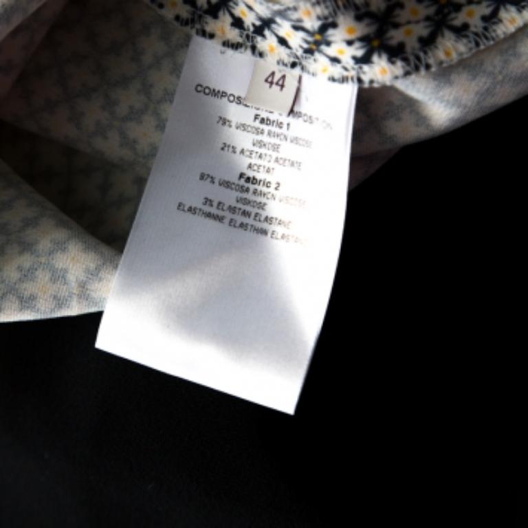 Stella McCartney Schwarz & Bedrucktes Mieder Krepp weites Bein Kurzarm Jumpsuit M im Angebot 1