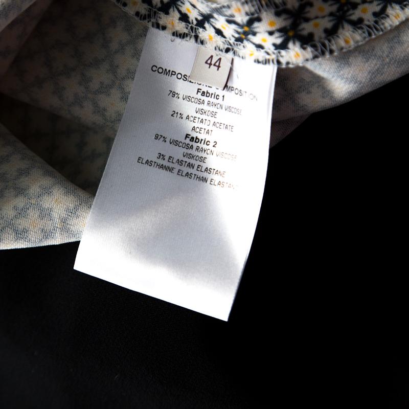Stella McCartney Black & Printed Bodice Crepe Wide-Leg Short-Sleeve Jumpsuit M For Sale 1