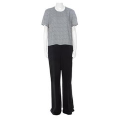 Stella McCartney Black 
Printed Bodice Crepe Wide-Leg Short-Sleeve Jumpsuit M