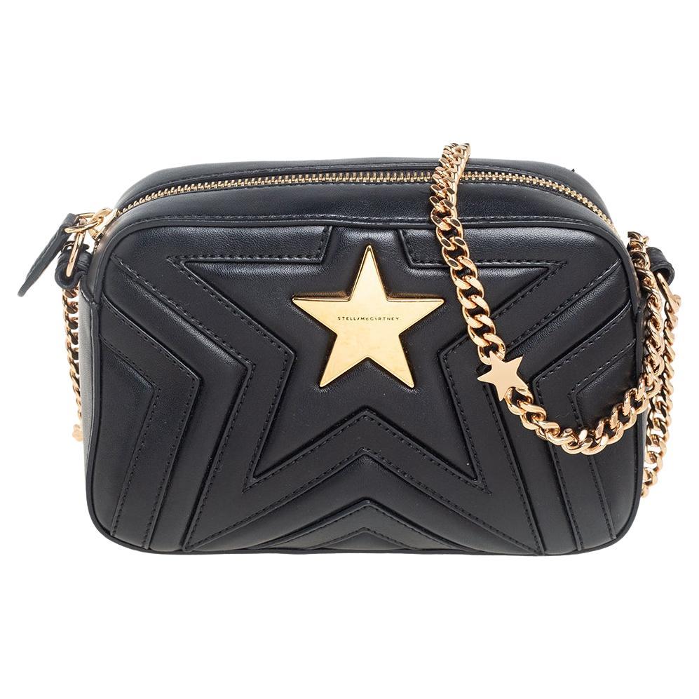 Stella McCartney Black Quilted Faux Leather Stella Star Crossbody Bag